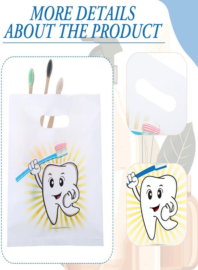 Aliceset 300 Pcs Tooth Merchandise Bags with Handles Plastic Dental Bags for Patients Dental Gifts Bulk for Dentist Office Goodie Packaging Appreciation Gifts Retail Party Favor, 8.27x9.45in (Cute) - Image 3